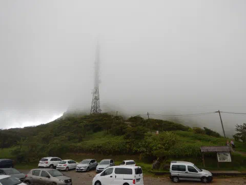 Mount Pelee dækket i skyer
